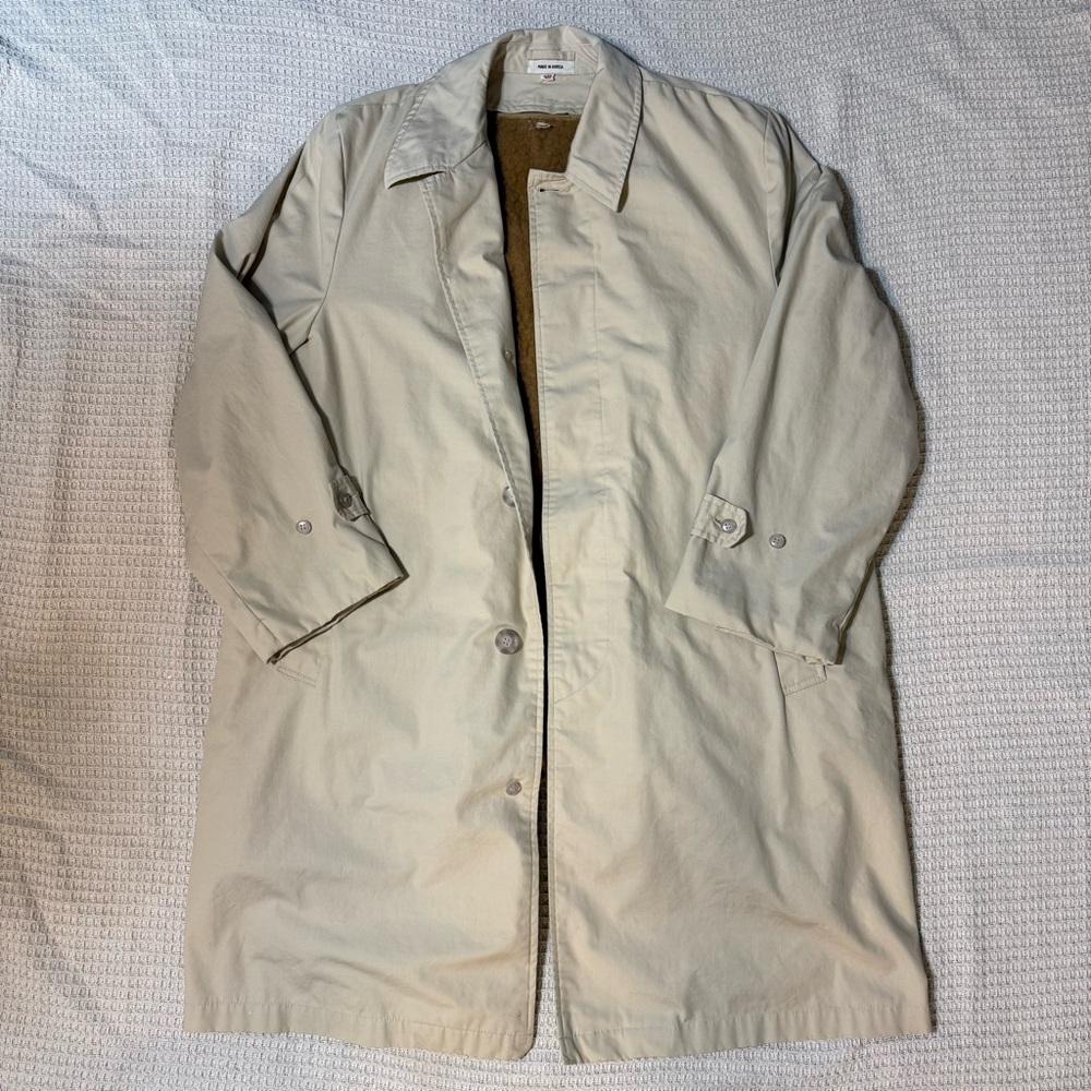 Men's Beige Trench Coat with Fleece Lining